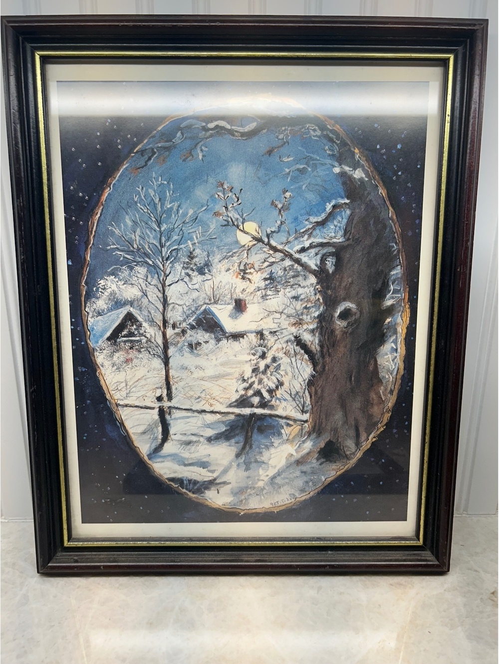 Vintage Tasha Tudor Framed Winter Print - The Night Before Christmas